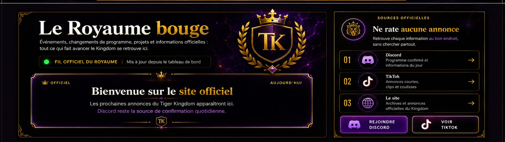 Le Royaume bouge — annonces officielles